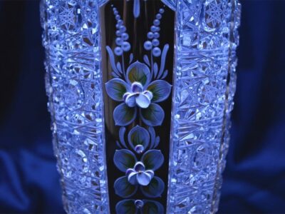 Krištáľová brúsená váza 21 cm ručná maľba - Image 2