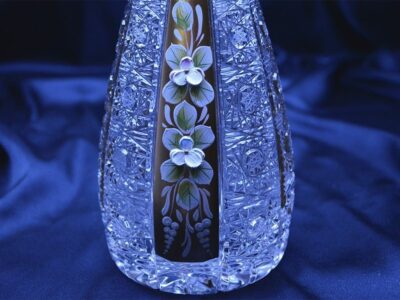 Krištáľová brúsená váza 28 cm ručná maľba - Image 4