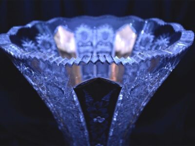 Krištáľová brúsená váza 44,5 cm ručná maľba - Image 2