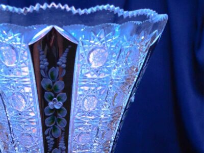 Krištáľová brúsená váza 44,5 cm ručná maľba - Image 4